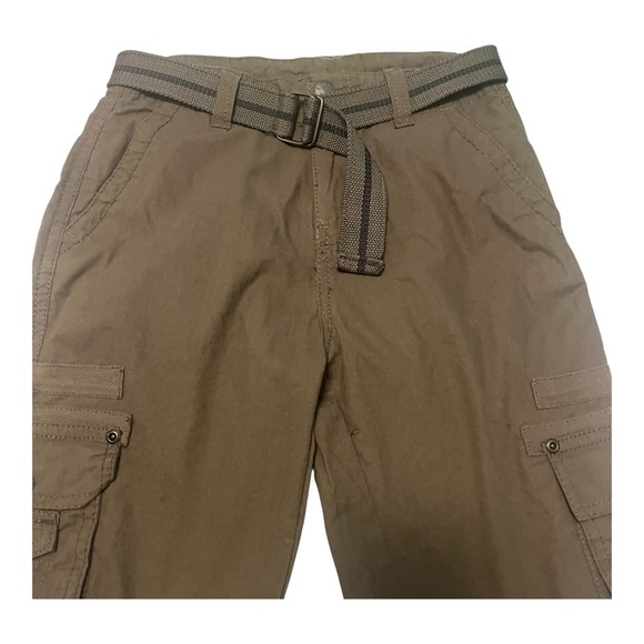 Swiss Cross cargo green olive Boys shorts 7 many pockets belt zip button - Picture 3 of 15